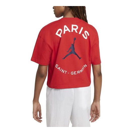 Crop Top Jordan Air Jordan Jumpman Paris Saint-Germain Loose Short Sleeve T-Shirt Červená | DC0458-657, 0