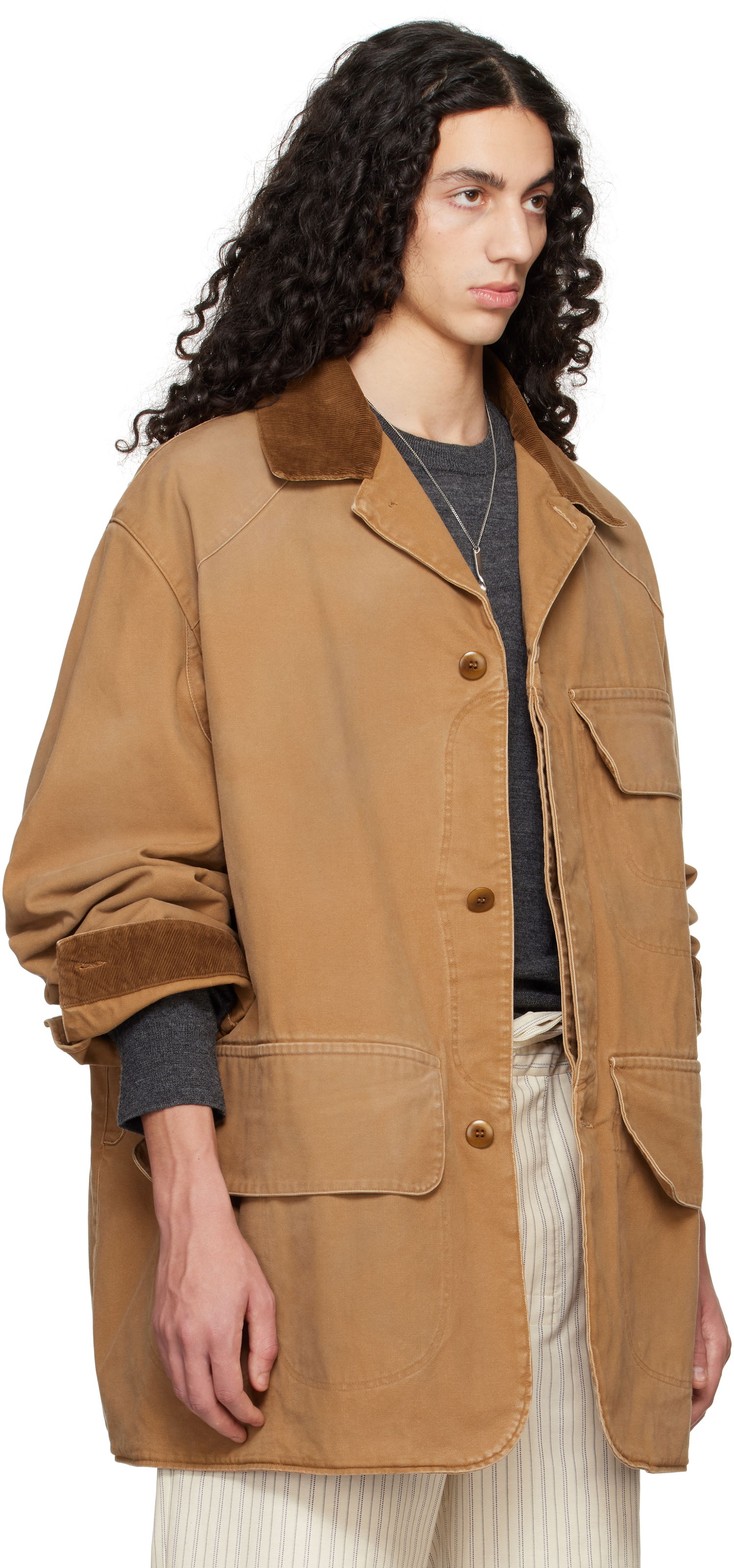 Bunda Maison Margiela Maison Margiela Corduroy Collar Waxed Jacket Hnedá | S50AM0625 M35206, 1