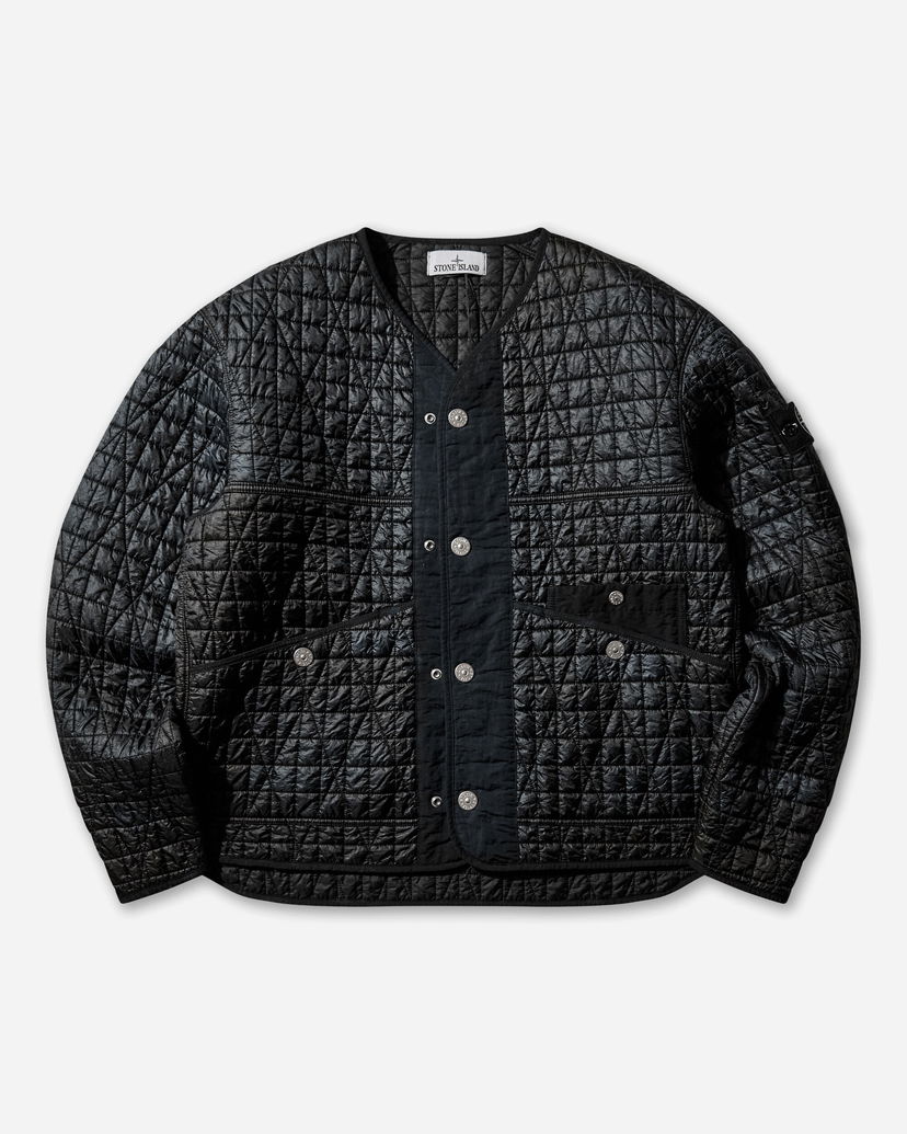 Bunda Stone Island Nylon Reps-TC Corrosion Treatment Diamond Quilted V-Neck Jacket Čierna | K2S15-4100117-S00R2 V0029
