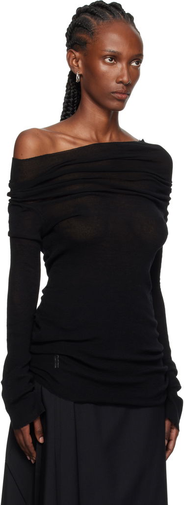 Tričko Ann Demeulemeester Ann Demeulemeester TIzziana Knitted Off-Shoulder Top Čierna | 2520-W-KN29-FA059-099, 1