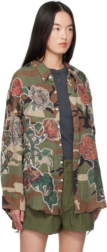 Košeľa R13 R13 Floral Appliqué Camo Shirt Zelené | R13WR004-R484B, 1