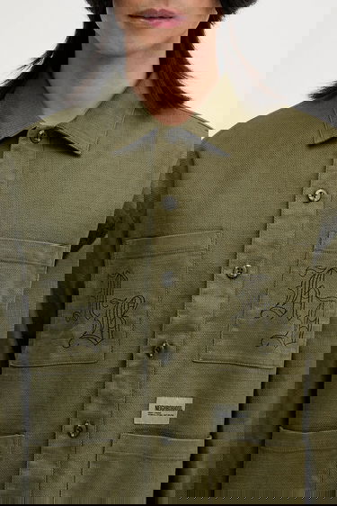 Košeľa Neighborhood NEIGHBORHOOD EMBROIDERY Relaxed Fit Linen Blend Shirt Zelené | 251AQNH.SHM03, 3