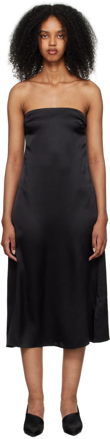 Šaty Anine Bing Anine Bing Megan Strapless Midi Silk Satin Dress Čierna | A-02-1410-000A, 0