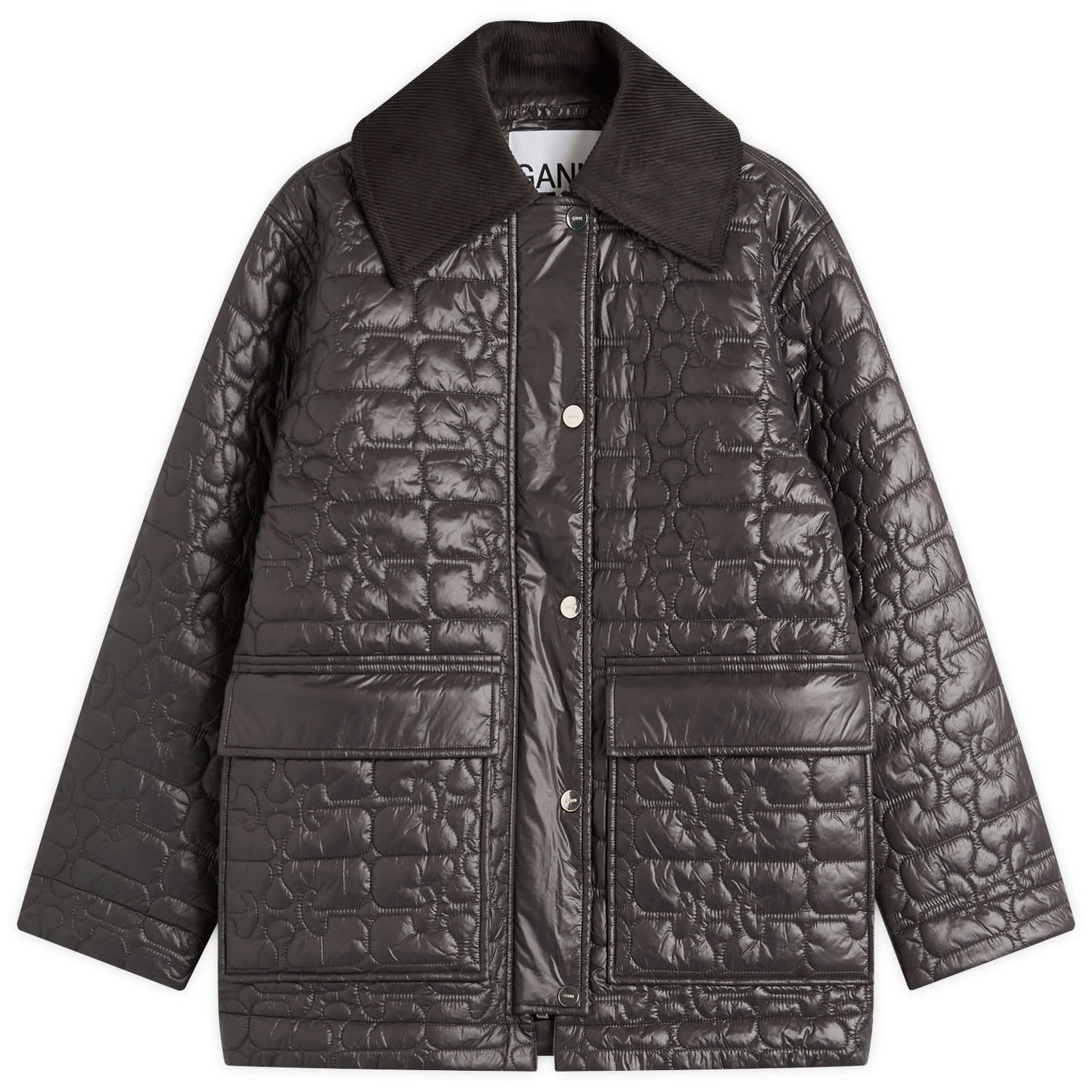 Bunda GANNI GANNI Shiny Quilt Midi Jacket Čierna | W0343-252, 0