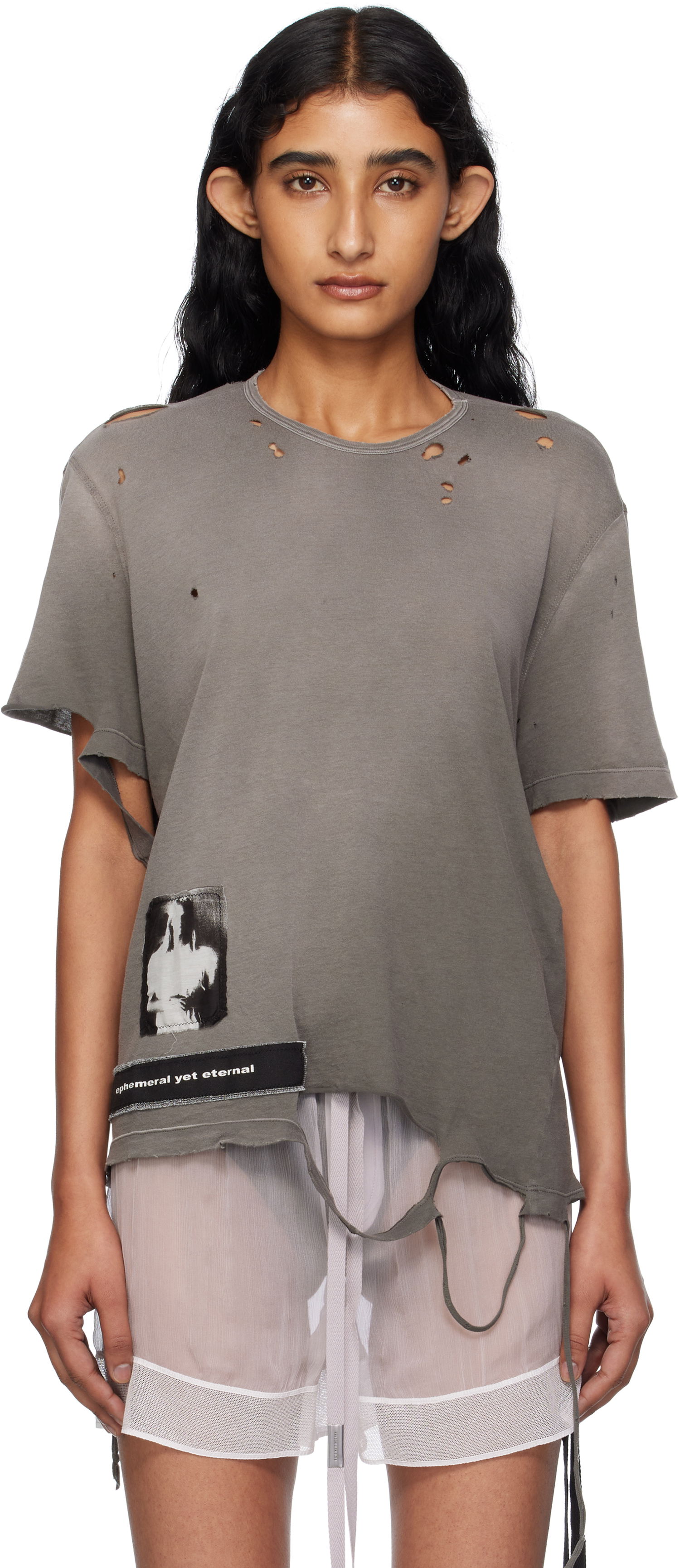 Tričko Ann Demeulemeester Ann Demeulemeester Fanie Standard Fit T-Shirt Šedá | B0013050-FA638-071, 0