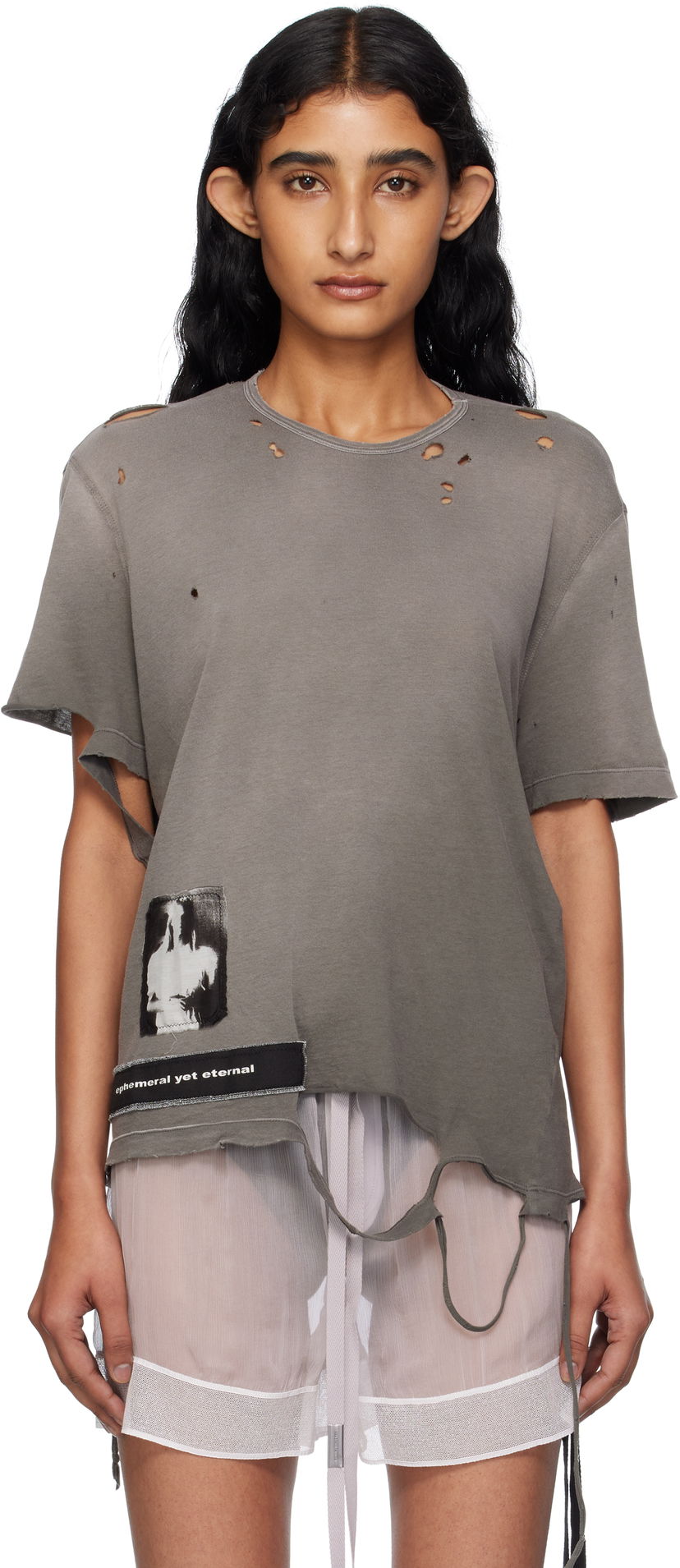 Tričko Ann Demeulemeester Ann Demeulemeester Fanie Standard Fit T-Shirt Šedá | B0013050-FA638-071