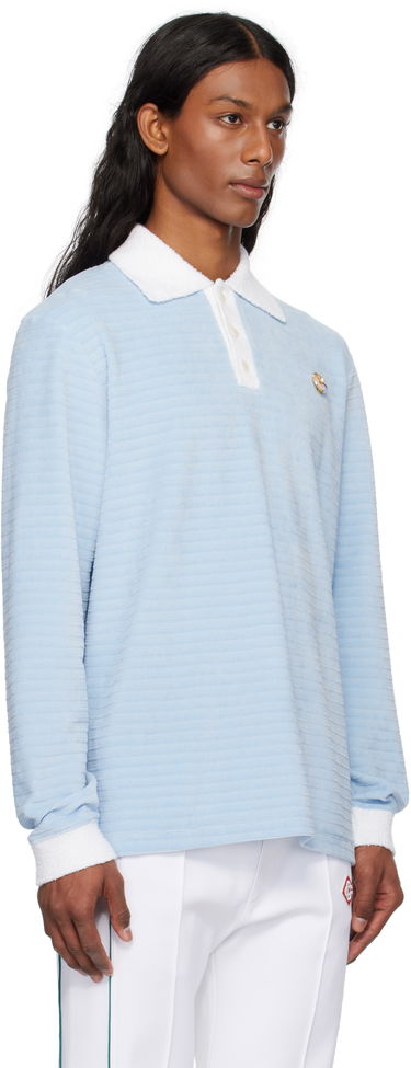 Polo tričko Casablanca Casablanca Velour Stripe Polo Modrá | MS25-JTP-339-01, 1