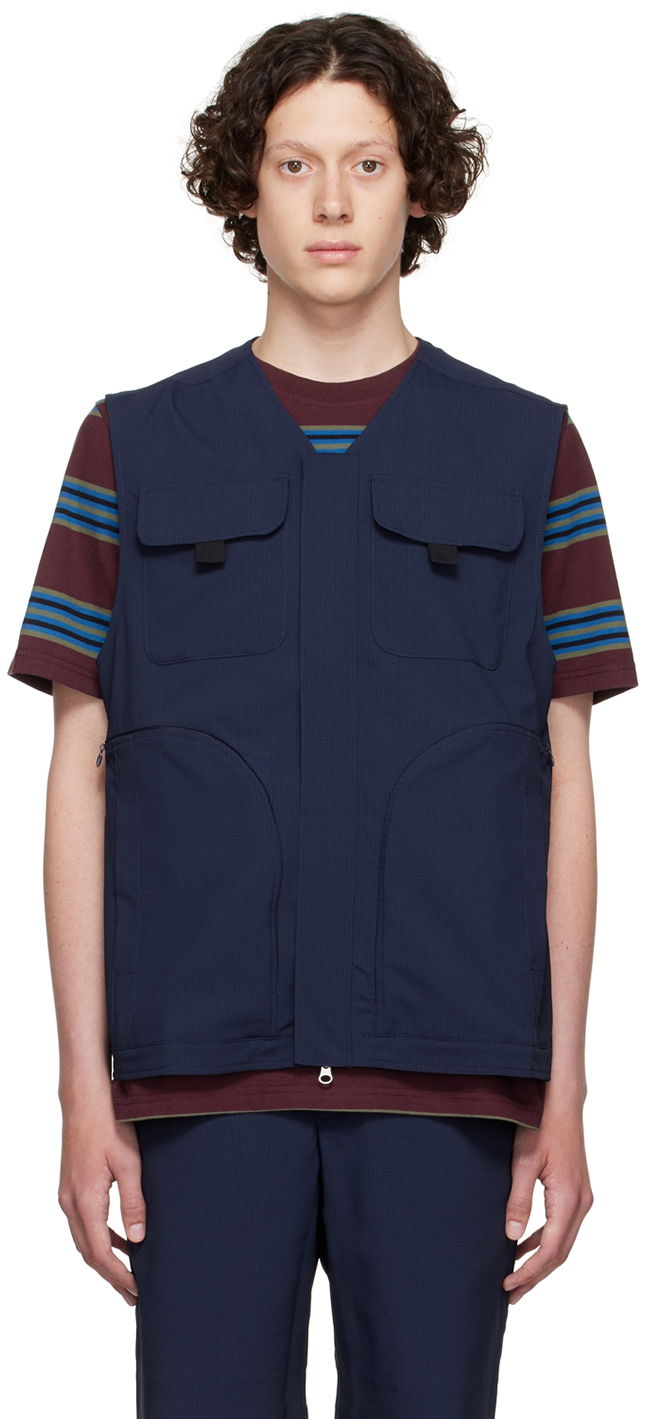 Vesta WOOD WOOD Utility Pocket Zip Vest Navy | 12225905-1281