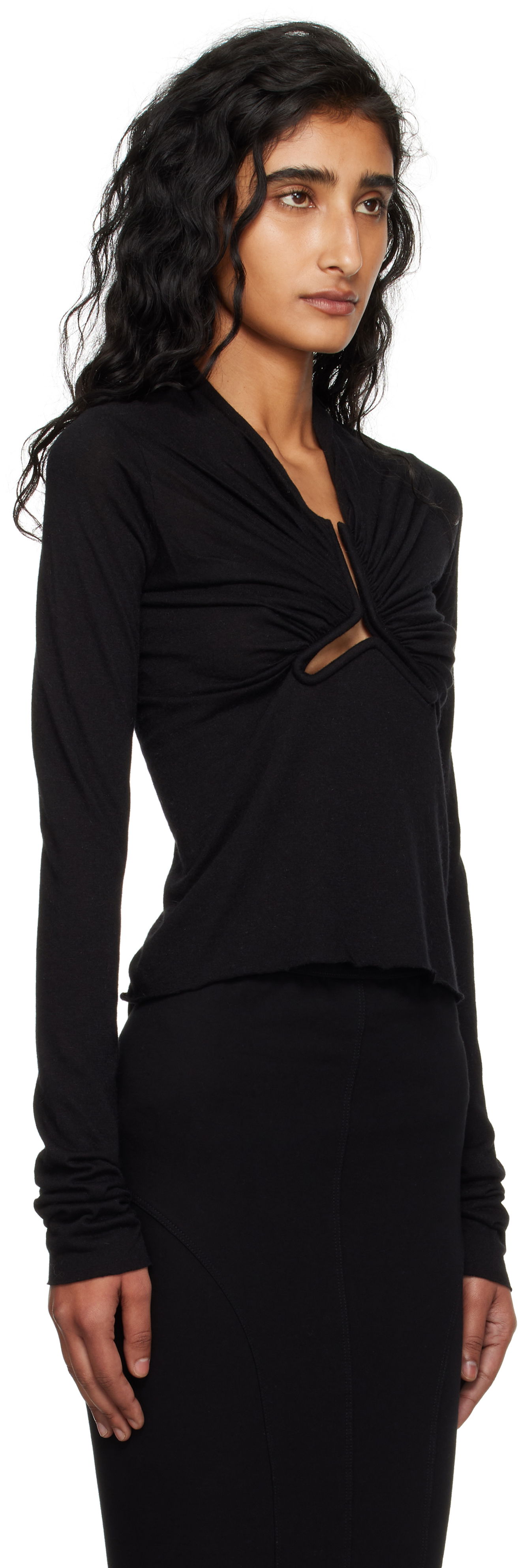 Tričko Rick Owens Rick Owens Allanah Long Sleeve T-Shirt Čierna | RP02E4266 JR, 1