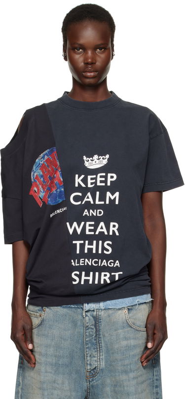 Tričko Balenciaga Keep Calm Graphic Print T-Shirt Čierna | 808414 TRVH8, 0