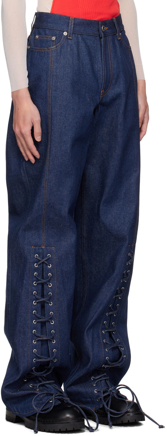 Džínsy Jean Paul Gaultier Jean Paul Gaultier Lacing Detail Jeans Modrá | 24/30-F-PA151P-D015-55, 1