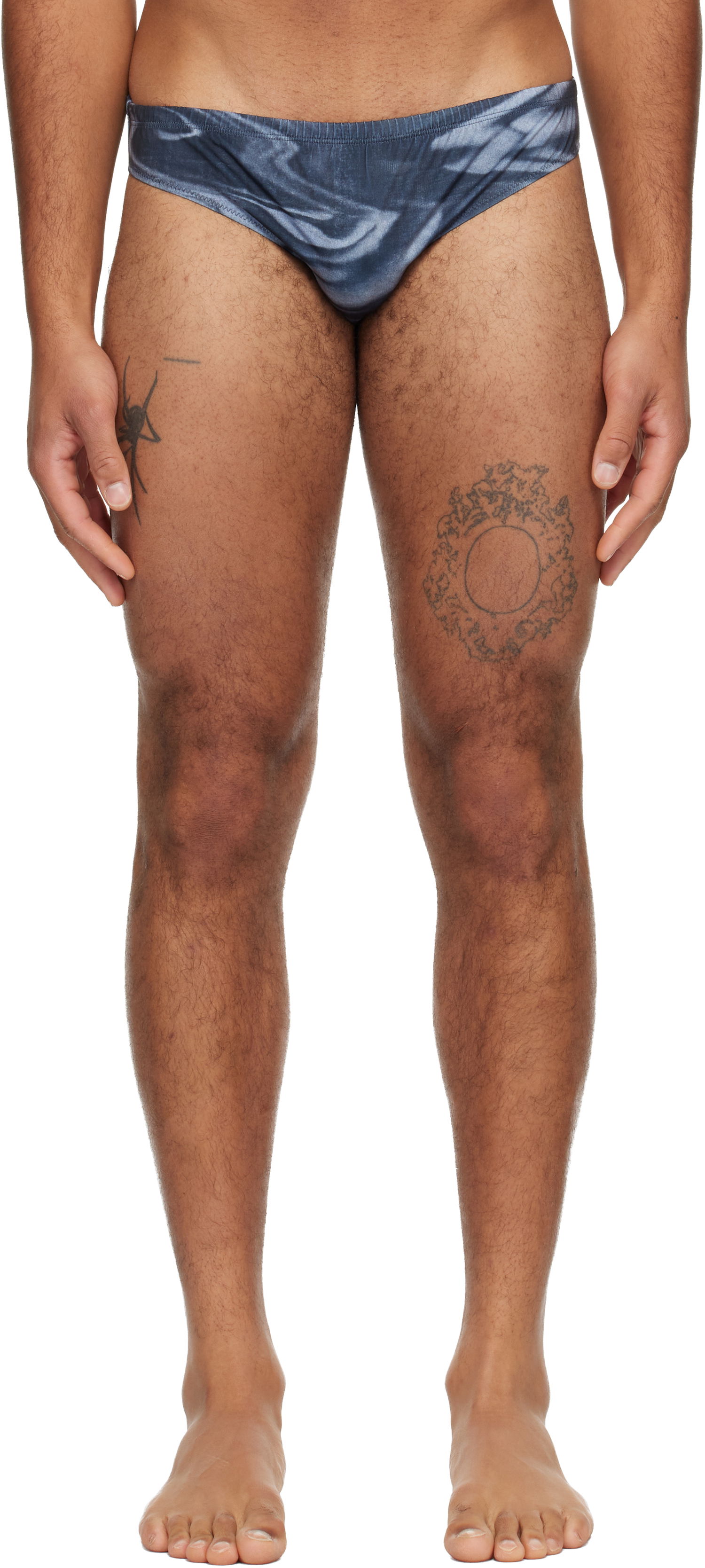 Plavky Jean Paul Gaultier 'The Blurry Roses' satin-effect swim briefs Modrá | 25/04-M-SW080-J023P-010200, 0
