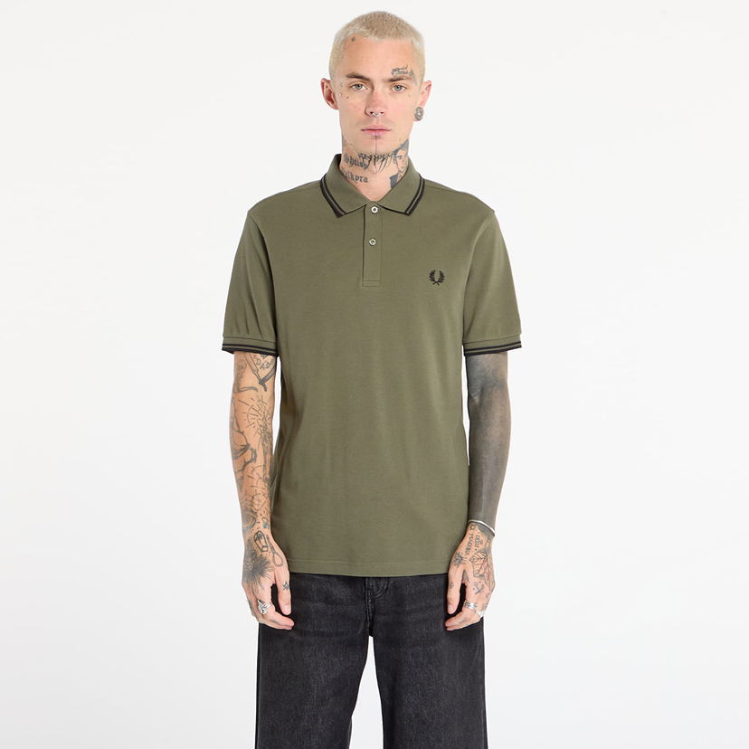 Polo tričko Fred Perry Twin Tipped Polo Shirt Zelené | M3600 Z50