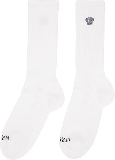 Ponožky Versace Versace Embroidered Medusa Ribbed Socks Biela | 1008835_1A13105, 1