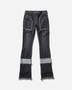 Open Back Denim Flare Jeans