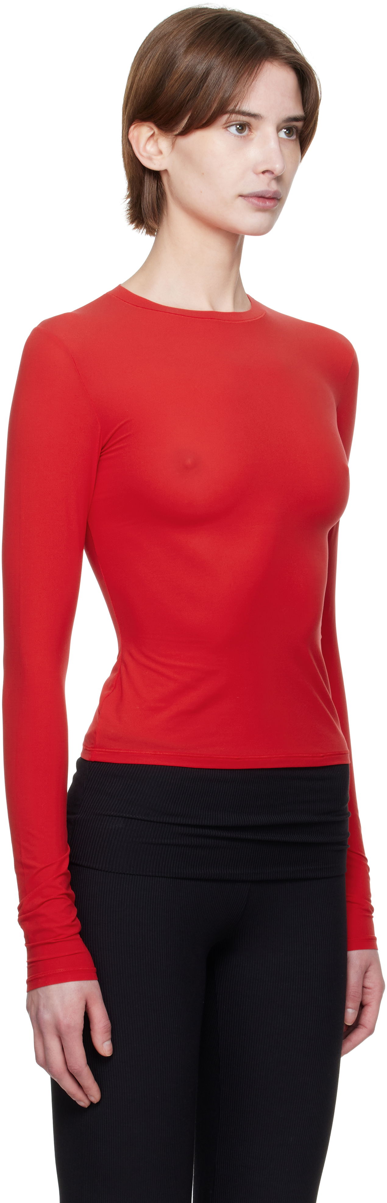 Tričko SKIMS SKIMS Fits Everybody Long Sleeve T-Shirt Červená | TP-LST-9049, 1