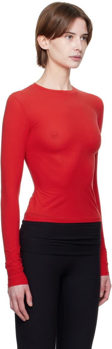 Tričko SKIMS SKIMS Fits Everybody Long Sleeve T-Shirt Červená | TP-LST-9049, 1