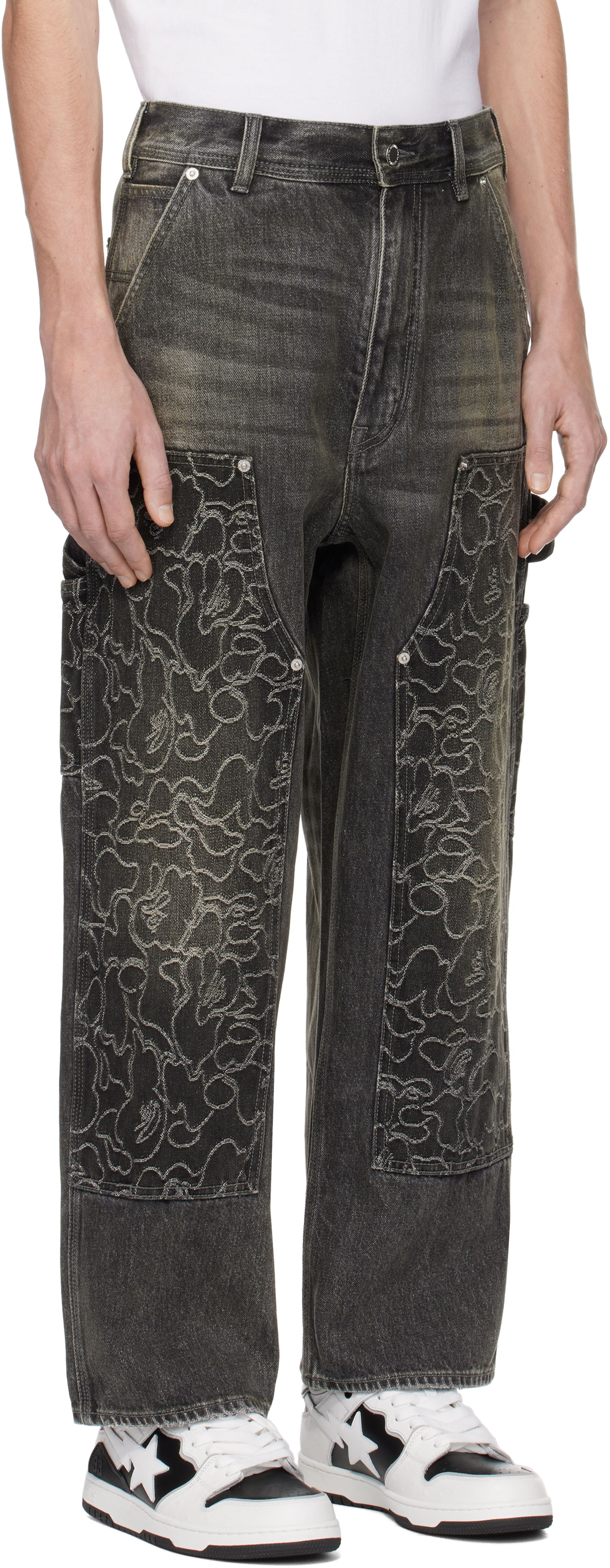 Džínsy BAPE Camo Patch Relaxed Fit Jeans Čierna | 001DPK801306M, 1