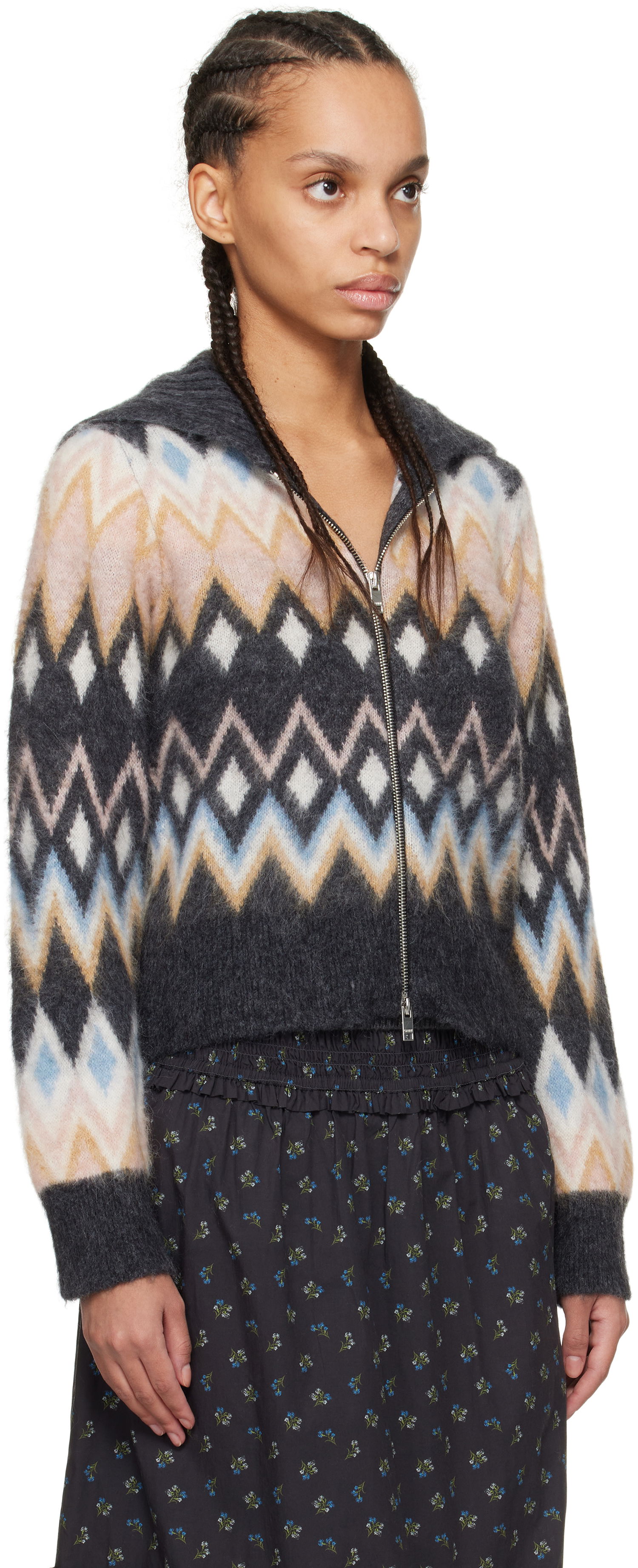 Sveter GANNI Ganni Fair Isle Zip Cardigan Rôznofarebný | K2386, 1