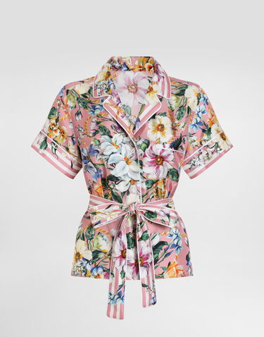 Košeľa Dolce & Gabbana Dolce & Gabbana Floral Print Twill Pajama Shirt Ružová | F5G67THI1W4HF5JC, 0