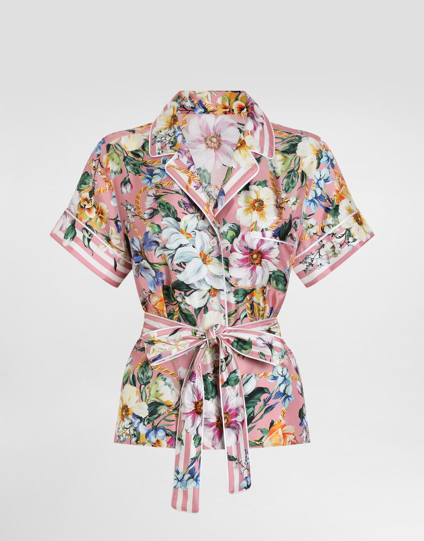 Košeľa Dolce & Gabbana Dolce & Gabbana Floral Print Twill Pajama Shirt Ružová | F5G67THI1W4HF5JC