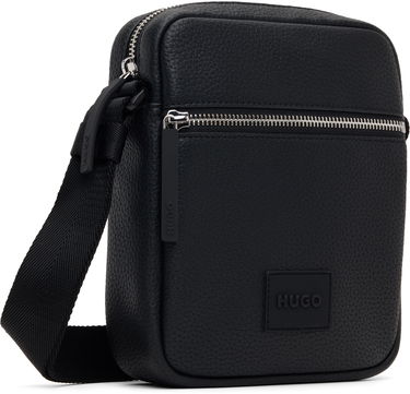 Taška cez rameno BOSS HUGO Grained Faux-Leather Reporter Bag Čierna | 50535669, 2