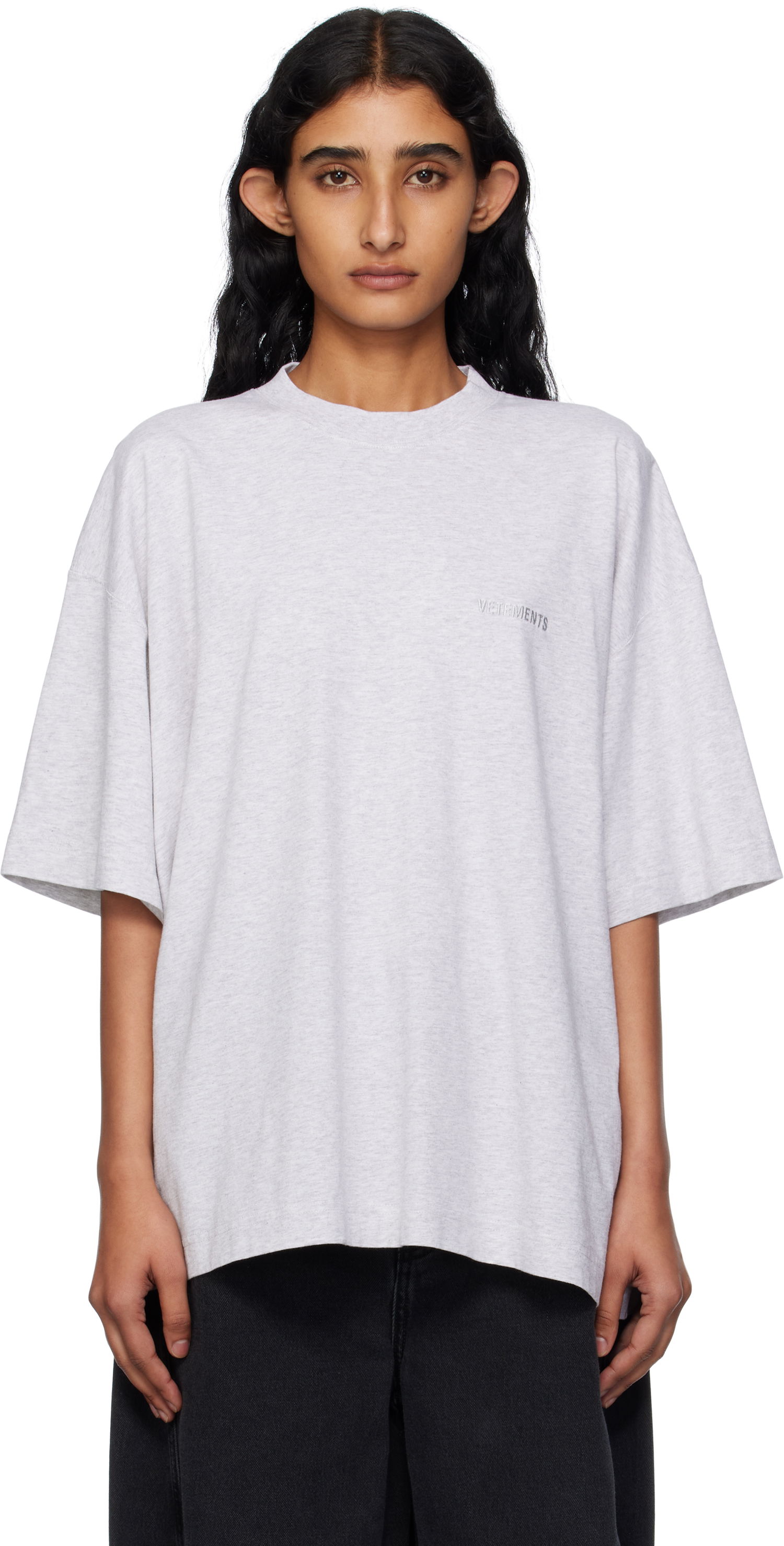 Tričko VETEMENTS Vetements Logo Regular Fit T-Shirt Šedá | UH76TR100G, 0