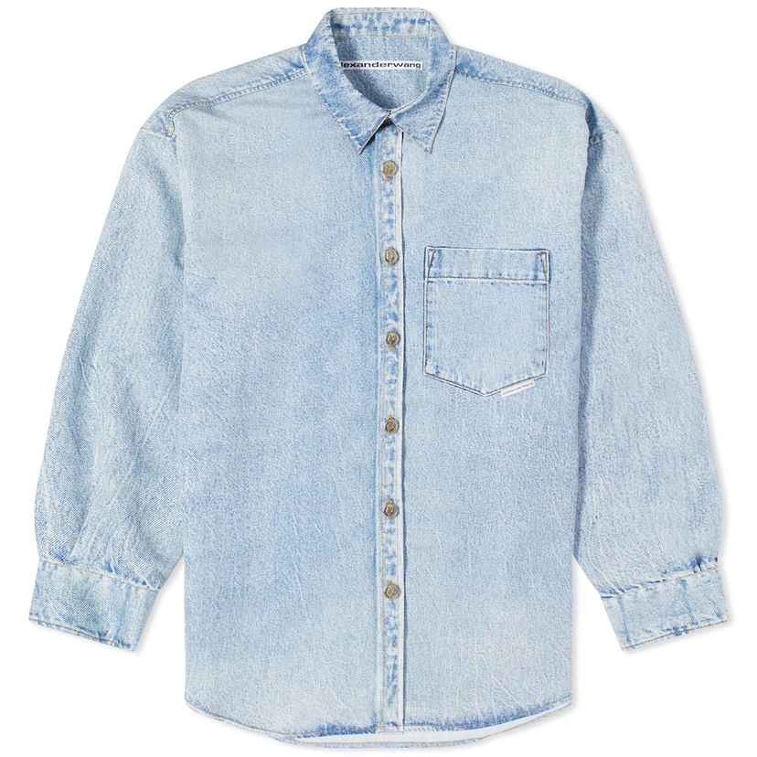 Košeľa Alexander Wang Printed Denim Button Down Shirt Modrá | UWC1241675-487A