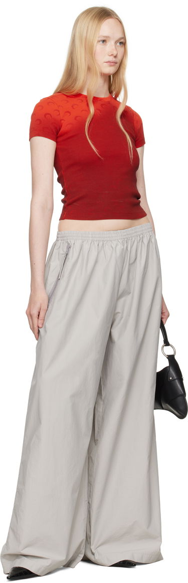 Crop Top Marine Serre Marine Serre Moon Faded Baby Fit T-shirt Červená | WTT012A CJER0070, 3