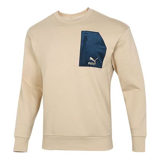 Sveter Puma PUMA Contrasting Colors Pocket Round Neck Pullover Béžová | 535130-12, 0