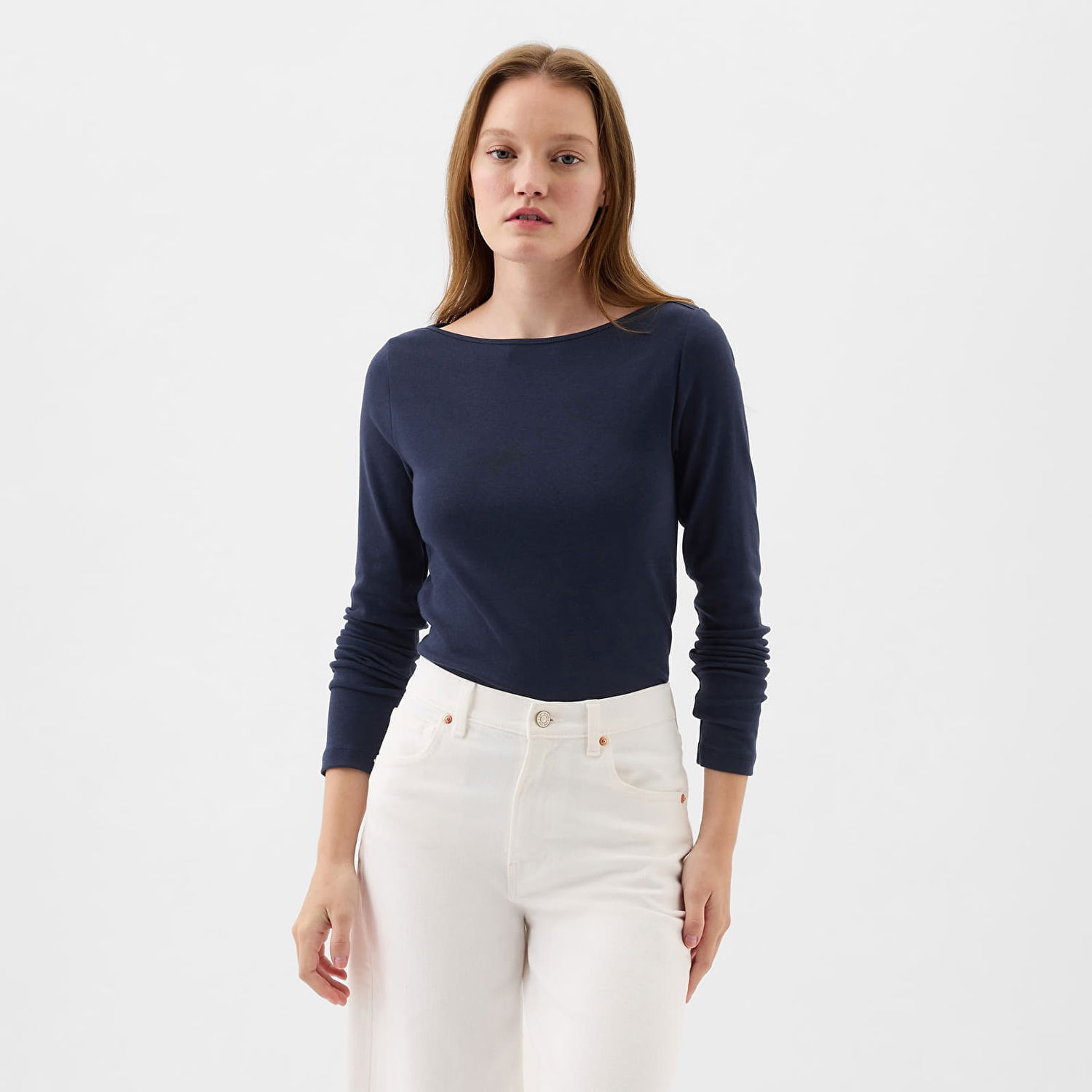 Tričko GAP Longsleeve Modal Bateau T-Shirt Navy Uniform Navy | 540606-00, 0