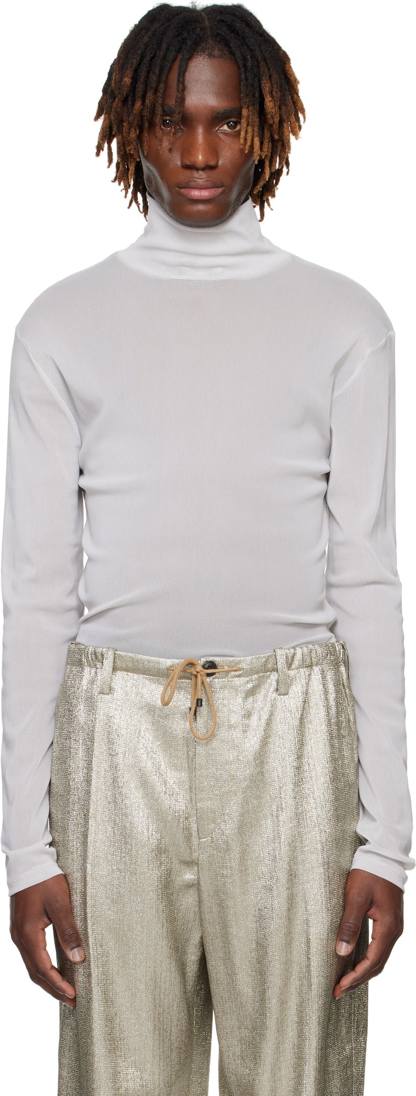 Sveter Dries Van Noten Dries Van Noten Mesh Turtleneck Biela | 251-021128-1513