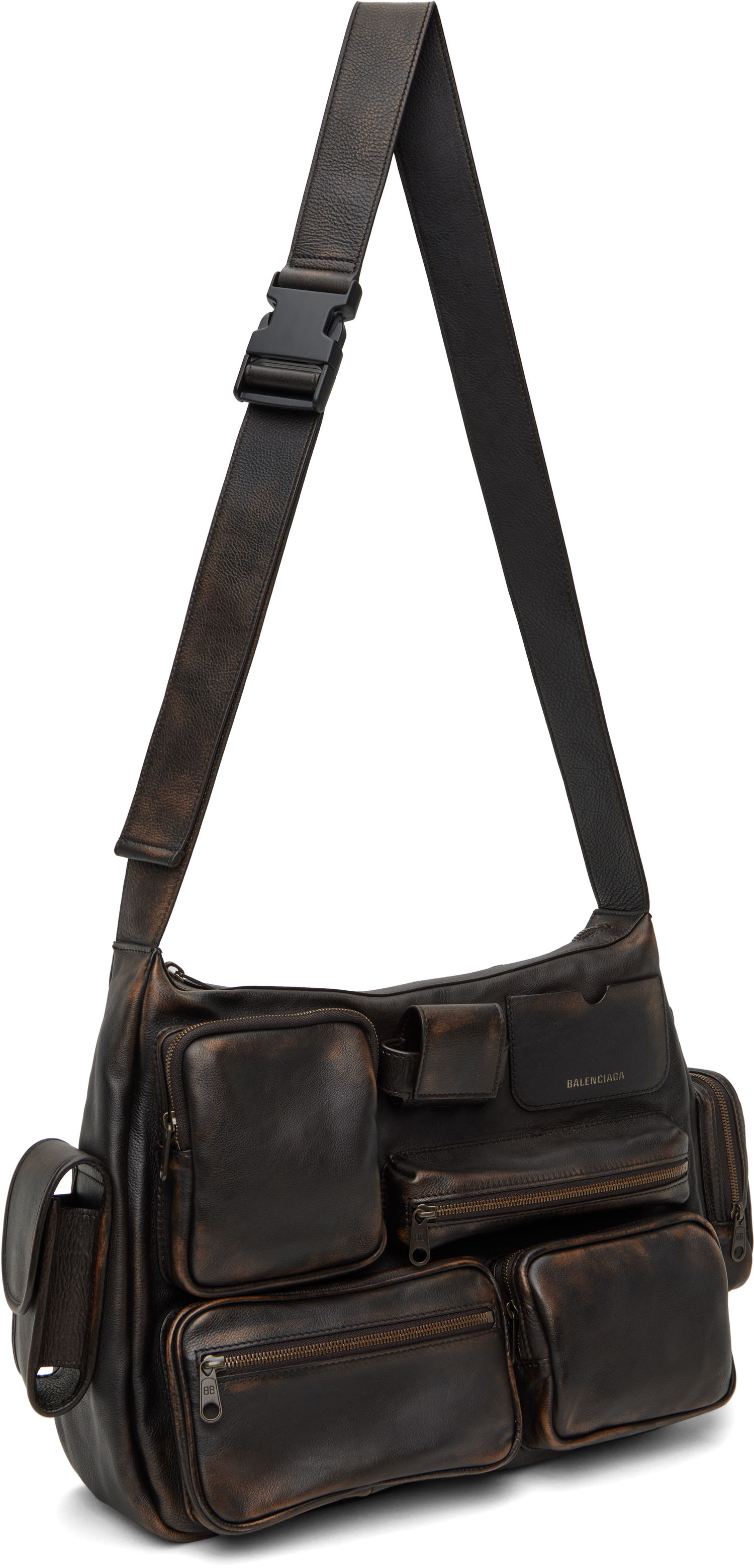Taška cez rameno Balenciaga Balenciaga Superbusy Multi-Pocket Leather Messenger Bag Hnedá | 7852972ABFZ, 1