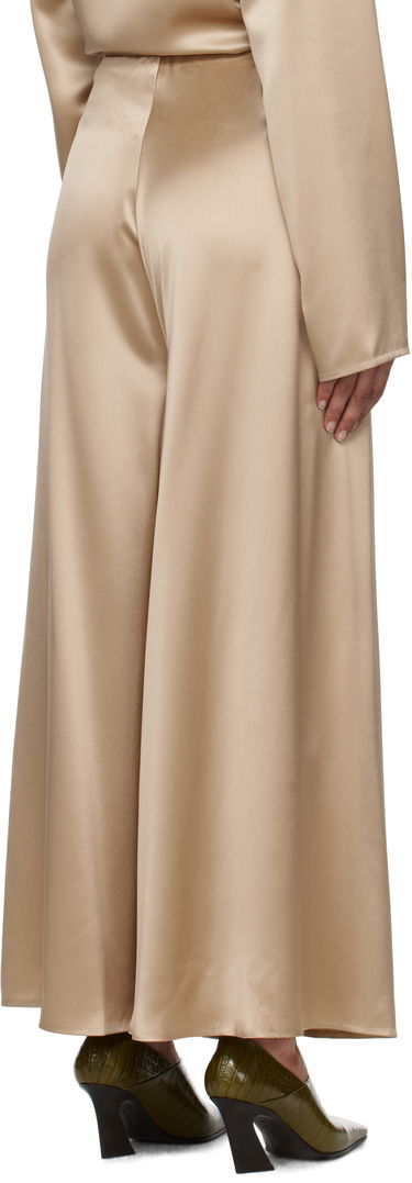 Nohavice Nanushka Nanushka Zaniah Satin Wide-Leg Trousers Béžová | NW25RSPA02872, 2