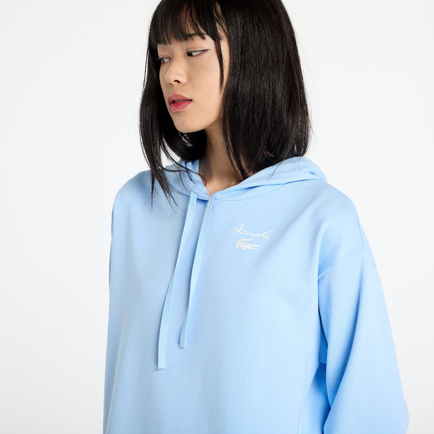 Mikina Lacoste Oversized Fleece Sweatshirt Dress Modrá | EF2664 HBP, 1