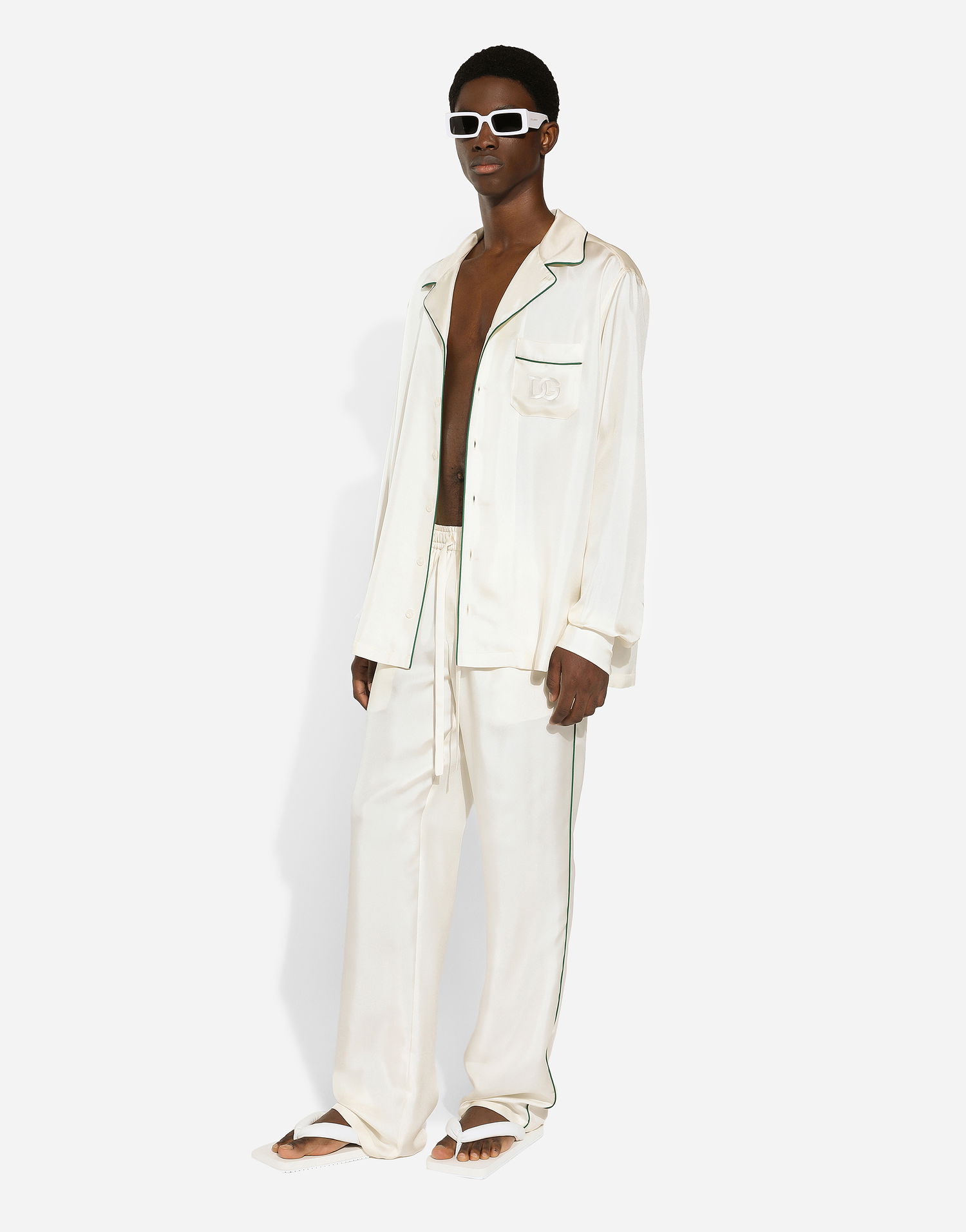 Tepláky Dolce & Gabbana Silk Jogging Pants With Embroidery Biela | GVRMAZFU1S4W0111, 1