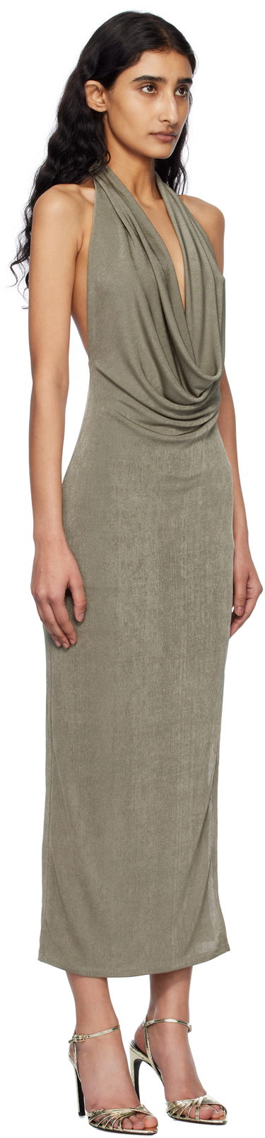 Šaty MISBHV MISBHV Cowl Neck Maxi Dress Zelené | 250W830, 1