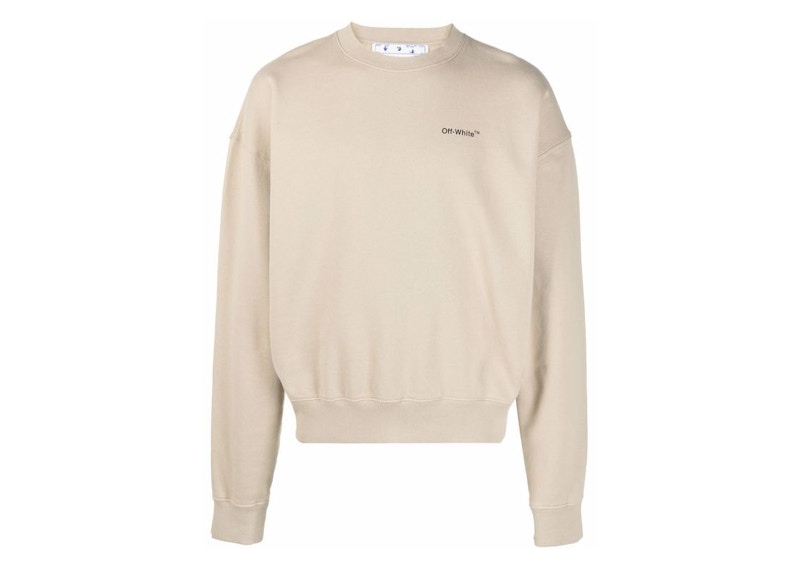 Mikina Off-White Caravag Arrow Over Crewneck Sweatshirt Sand Beige Béžová | OMBA058S22FLE0021710, 0