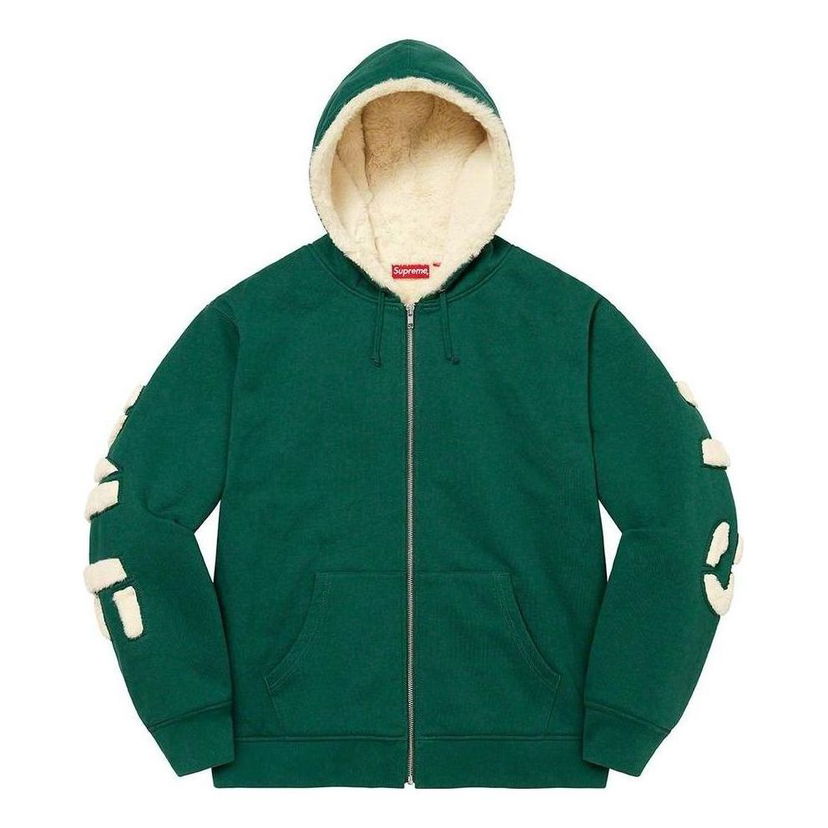Mikina Supreme Faux Fur Lined Zip Up Hoodie Zelené | SUP-FW22-813