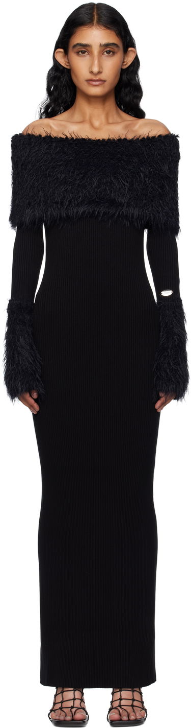Šaty Jean Paul Gaultier Jean Paul Gaultier Ribbed Off-The-Shoulder Maxi Dress Čierna | 25/03-W-DR037-K005-00, 0