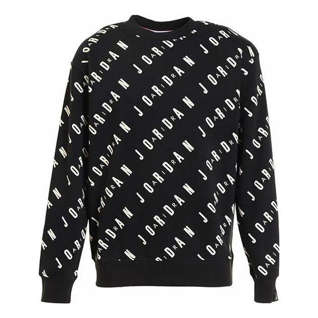 Sveter Jordan Fleece Sweatshirt With All-Over Logo Print Čierna | DX9174-010, 0
