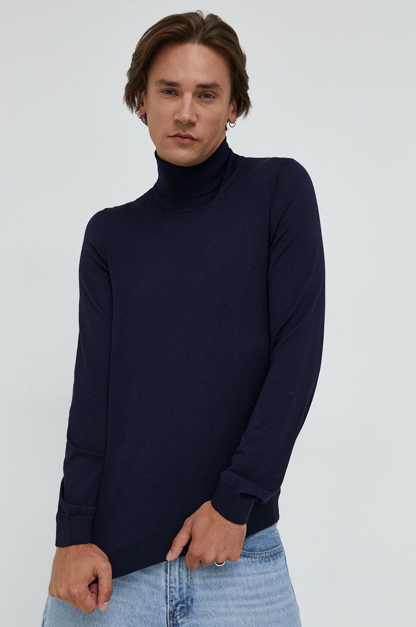 Sveter BOSS Slim-Fit Rollneck Sweater Navy | 50468262, 0
