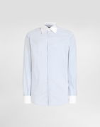 Dolce & Gabbana Striped Cotton Shirt with White Collar and Cuffs