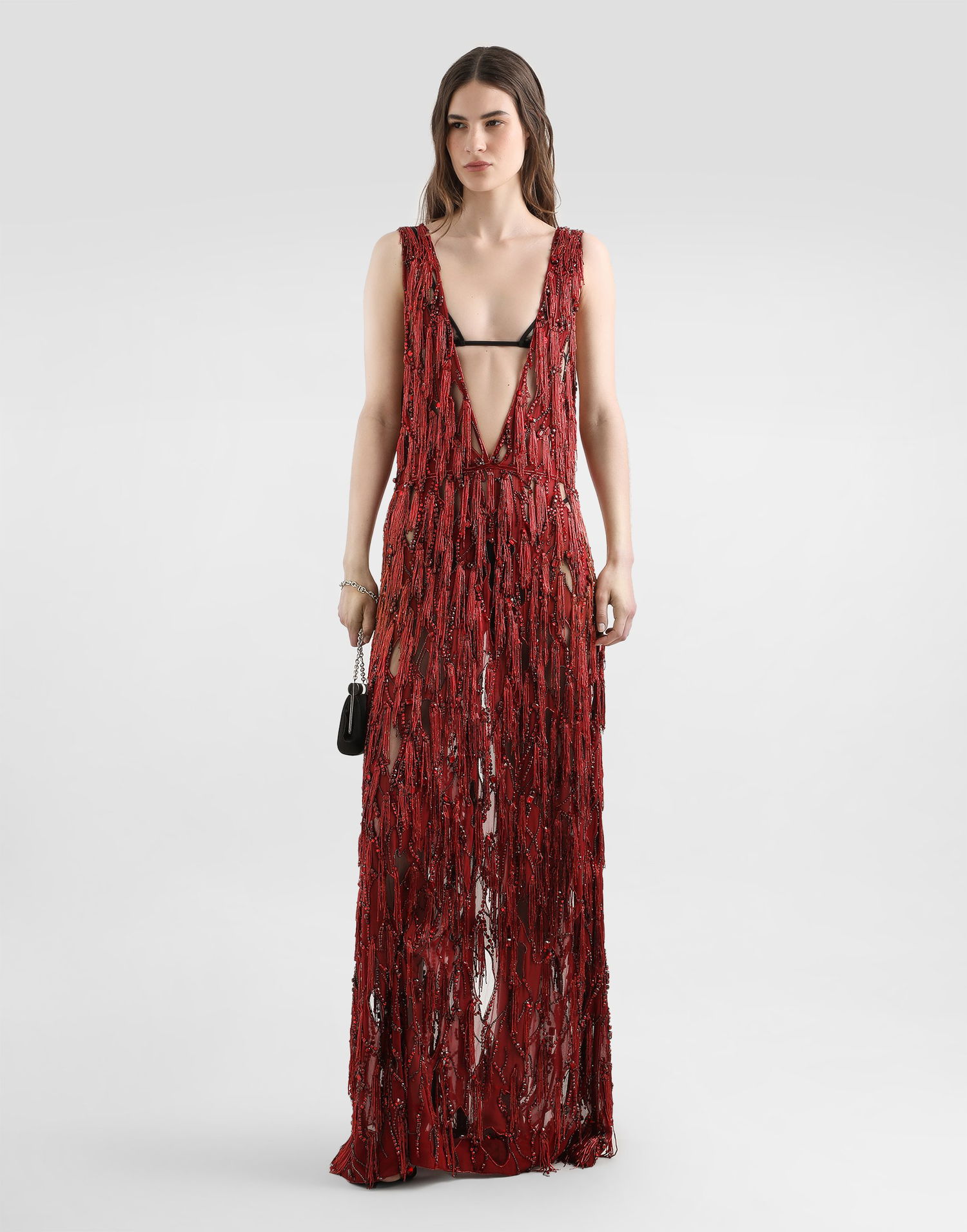 Šaty Dolce & Gabbana Dolce & Gabbana Embroidered Fringe Dress Červená | F60EGZGDDG1S8400, 1