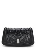 Ariell leather clutch bag with sequin embellishments