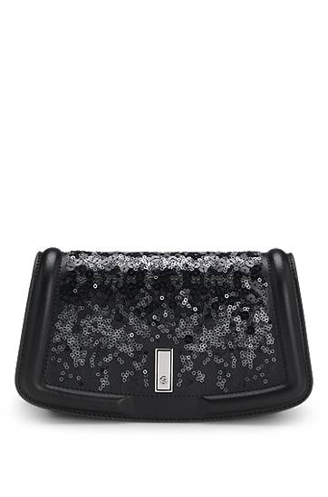 Kabelka BOSS Ariell leather clutch bag with sequin embellishments Čierna | 50552155