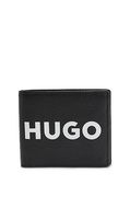 HUGO Grained Leather Wallet with Contrast Logo