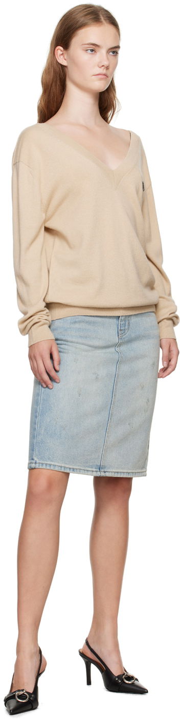 Sveter We11done Deep V-Neck Sweater Béžová | WD-KT2-24-642-W-BG, 3