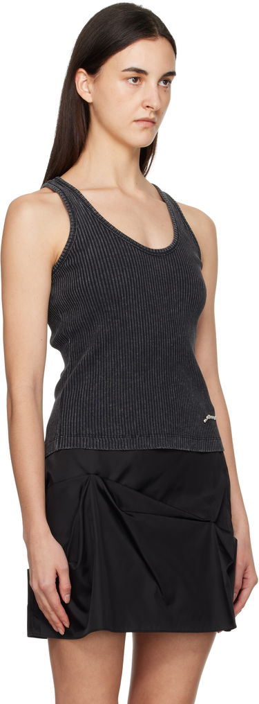 Tielko GANNI Washed Ribbed Tank Top Čierna | T4225, 1