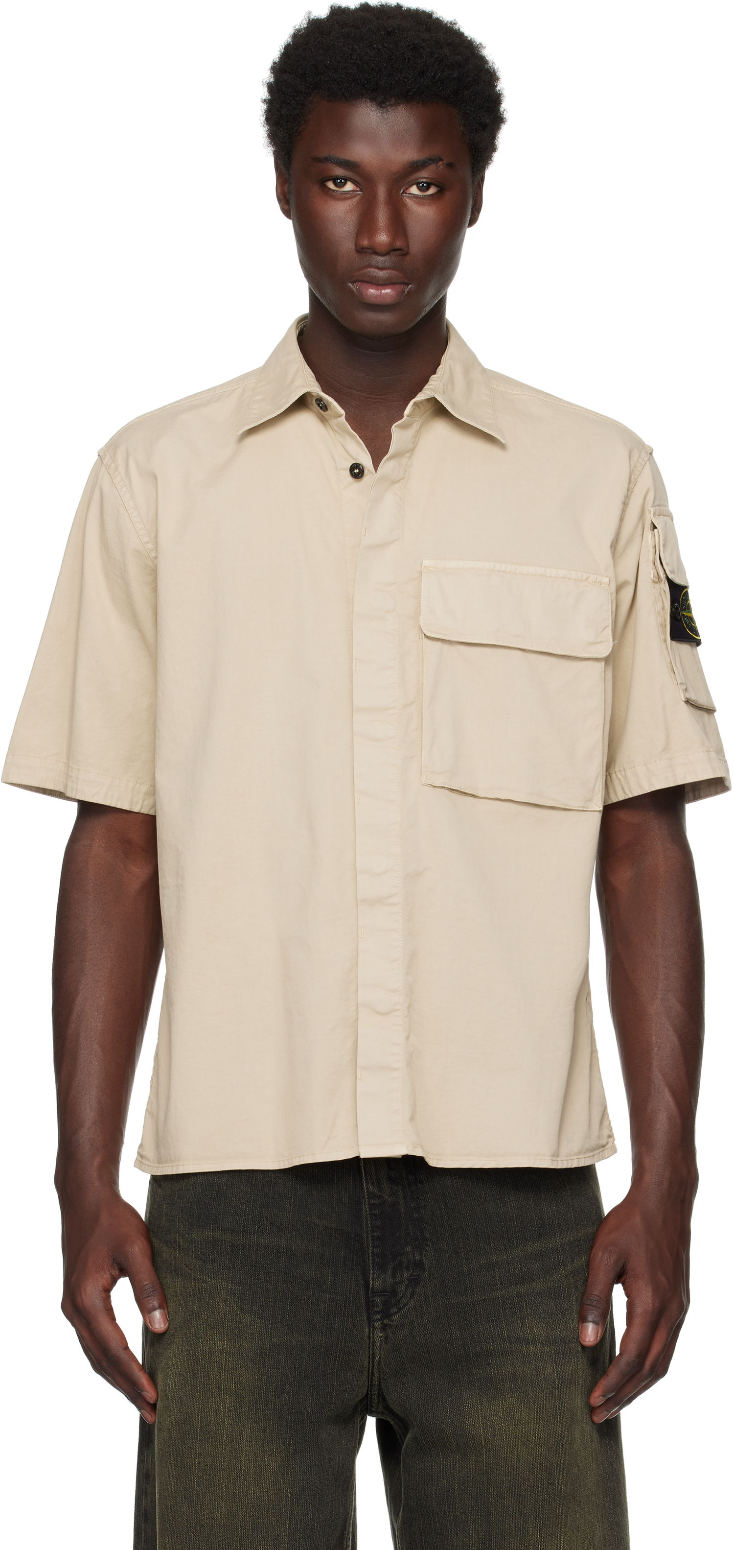 Košeľa Stone Island Supima Cotton Twill Stretch-TC Shirt Béžová | K2S15 1100007 S0010, 0